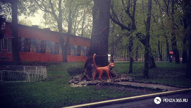 Город Пенза. Арт — объект «Кот ученый» в белинском парке
